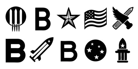 Poster - American flag logo design featuring a letter b and shooting star