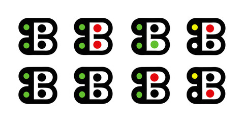 Aufkleber - Professional logo design set featuring a letter b traffic light symbol for technology companies