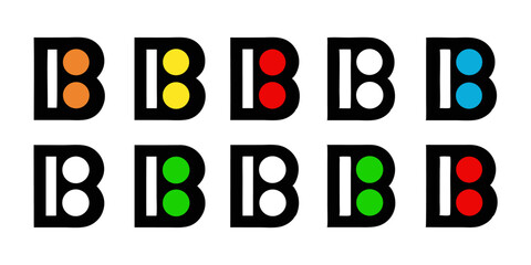 Poster - Professional logo design set featuring a letter b traffic light symbol for technology businesses