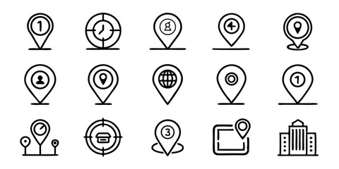 Poster - High quality location outline icon design set for digital projects and applications