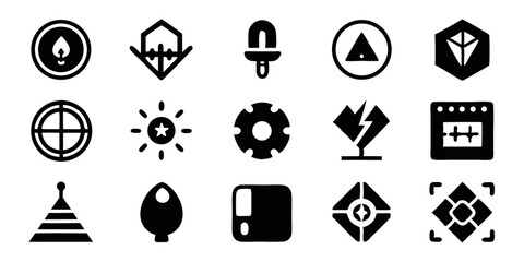 Poster - High quality minimalist graphic design icon set featuring twelve unique icons in cmyk and black