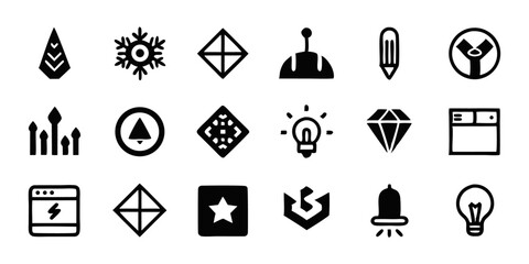 Poster - A single minimalist graphic design icon set featuring black yellow cyan and magenta colors