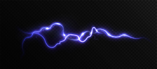 Leinwandbilder - Blue light lightning with wave-like glow and energetic sparks on a dark background. Suitable for special effects, fantasy, game interfaces and dynamic visualizations.