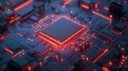 Poster - High-tech circuit board design, background space for digital products or technology brands, wallpaper AI generated image