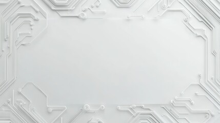 Poster - White design of neon circuit, leaving empty center space for mockup background wallpaper AI generated image