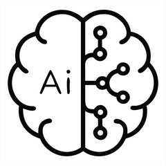 Aufkleber - Ai brain icon artificial intelligence concept isolated on white background