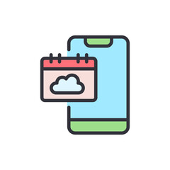 Poster - Cloudy Weather Forecast Displayed On Mobile Device With Calendar Icon