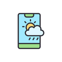 Poster - Smartphone Displaying Weather Forecast Featuring Sunshine And Rain Symbol