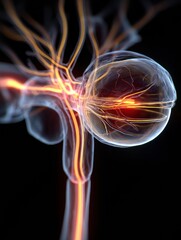 Aufkleber - 3D Rendering of Optic Nerve and Eye Anatomy Featuring a Futuristic Glow and Clean Upper Margin in a Sleek Design