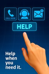 Poster - A helping hand reaching out to provide instant aid and support. A digital illustration showcasing instant access to customer service and assistance.