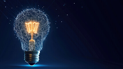 Poster - Light bulb glowing with digital network lines, creative innovation and futuristic technology concept