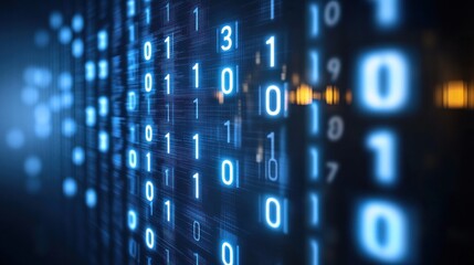 Binary code displayed on a digital screen.