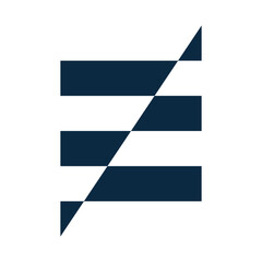 Poster - The image shows a geometric flat logo design of a letter E in blue color that looks clean and sharp on a white background