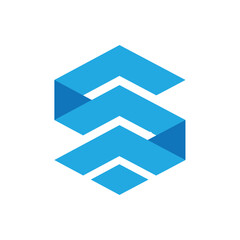 Poster - The image shows a flat logo design of a letter S in blue color that looks clean on a white background