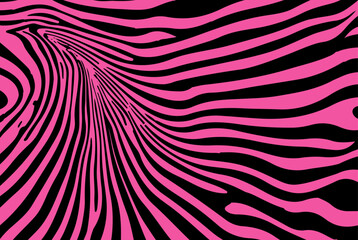 Fototapete - This vector illustration in Y2K style features bold pink and black wavy stripes. The design uses abstract organic shapes, creating a vivid, trendy, and dynamic visual with a striking optical effect.