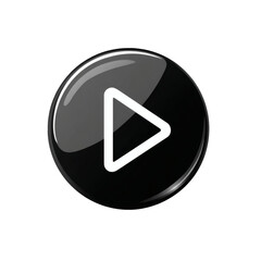 Fototapete - Glossy Black Play Button Icon Digital Media Player Interface Design Element Modern Technology Shiny Circle Graphic User Interface Web Application Mobile App Button Start Video Playback ui ux