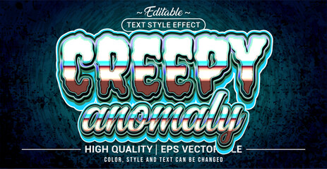 Fototapete - Editable text style effect - Creepy Anomaly text style theme. Vector text style illustration template.