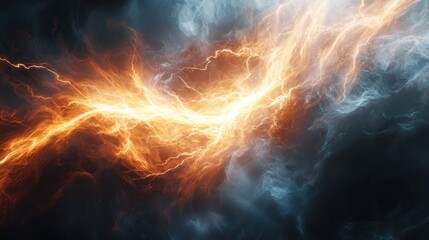 Poster - Fiery Electrical Storm: A Digital Abstract of Energy Clash