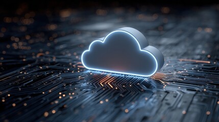 Poster - Cloud icon on circuit board