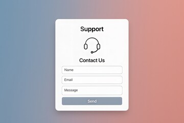 Poster - Customer support form template with headset icon and contact form on smooth colorful gradient background.
