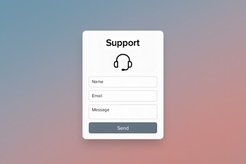 Poster - A simplified interface design that presents a streamlined contact form, inviting users to engage for assistance, while the minimal design and gradients provide a sense of calm and clarity.