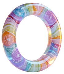 Poster - Colorful translucent ring with floral patterns and glossy surface, bright and vibrant design