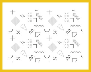 Poster - Bundle of Memphis seamless patterns. Memphis design elements. Constructivism Memphis vector isolated symbols collection