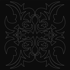Poster - A black and white drawing of a Decorative ornament with a lot of detail.