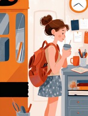 Poster - Back-to-school Morning Routine Plan Infographic for Students to Help Build a Productive Schedule