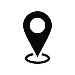 Poster - 3D Map Pointer Icon with Yin Yang Design for Web and Info Use silhouette vector illustration minimalist on white background