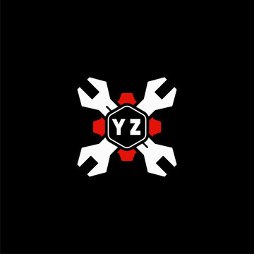 YZ Initials Vektor Stok Otomotif Logo Design