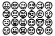 © FriskySloths - Graffiti Emoticon Faces Collection – Spray Paint Street Art in Black and White, Funny, Creepy, Angry, Weird Characters, Grunge Expressions