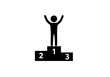 © Rubab - A black silhouette figure with arms raised standing on a podium with numbers one two and three on it