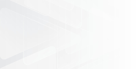 Poster - 3D white geometric abstract background overlap layer on bright space with rounded triangles effect decoration.