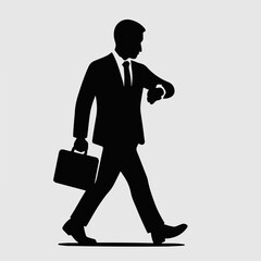 Poster - Businessman Checking Smartwatch Silhouette