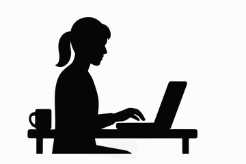 Poster - freelancer woman with laptop silhouette.