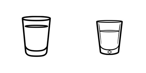 Poster - Collection of simple drink glass icons featuring a tall glass and a short glass against a white background