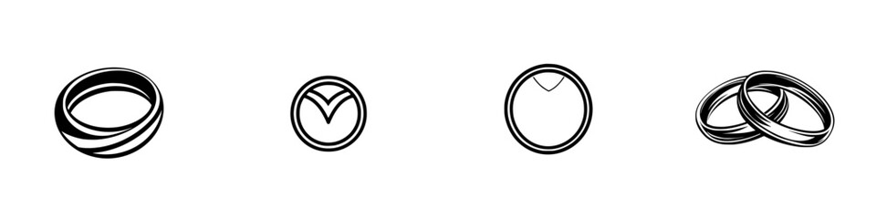 Poster - Elegant collection of ring icons featuring varied designs and styles for modern applications