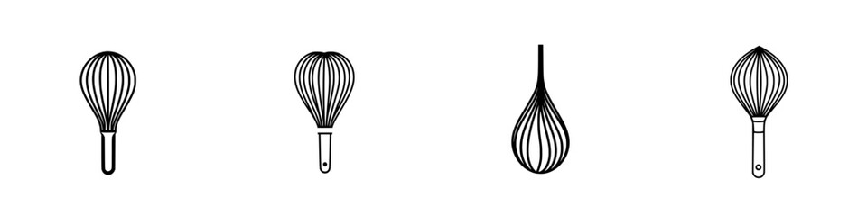 Poster - Collection of minimalistic whisk icons displaying various styles and shapes suitable for culinary designs and applications