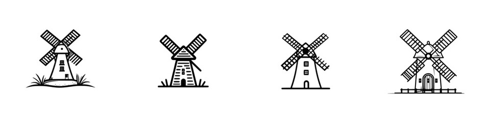 Poster - Unique icon set featuring various windmill designs suitable for various creative projects and applications
