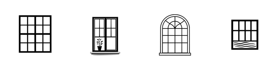 Poster - Modern icon set showcasing various window designs suitable for web and graphic projects