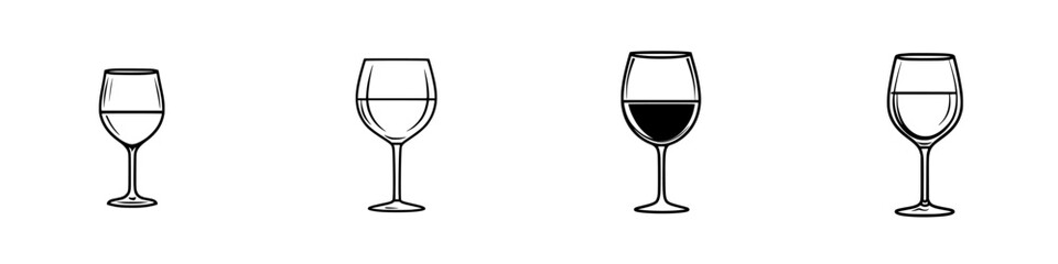 Poster - Variety of wine and water glass icons showcasing minimalist design elements for creative projects