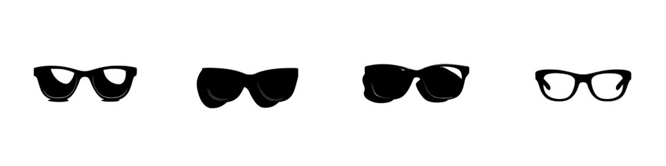 Poster - Stylish black icon set featuring various sunglasses designs for modern fashion and accessories