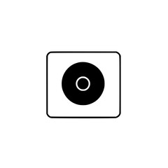 Poster - Icon set design featuring a simplified black and white outline of a vinyl record on a square background