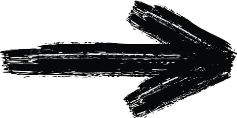Poster - Grunge arrow. Hand drawn grunge brush sketch direction element on chalkboard. Vector illustration