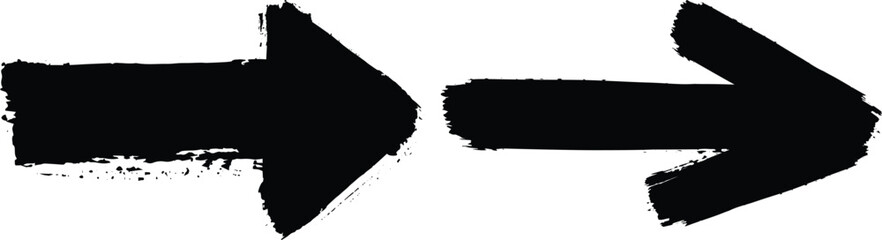 Poster - Grunge arrow. Hand drawn grunge brush sketch direction element on chalkboard. Vector illustration
