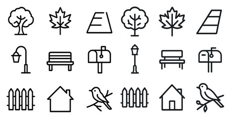 Poster - Minimalist nature and urban icon set for design projects