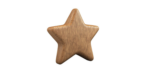 Poster - Wooden Star Shape. Natural Material Design Element For Crafts And Decor Isolated On Transparent Background