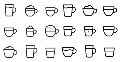 Poster - Variety of minimalist coffee and tea mug icons for design projects