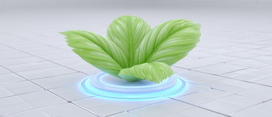 Fototapete - High-tech growth visualization platform futuristic environment 3d render nature concept indoor setting
